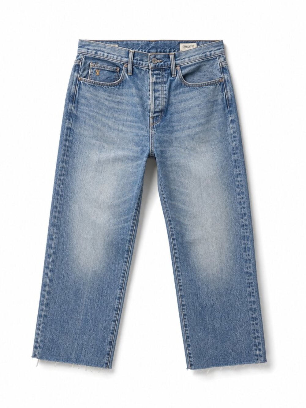 Todd Snyder Straight Fit Jeans 38x32 Medium Wash Cropped 27” Raw Hem